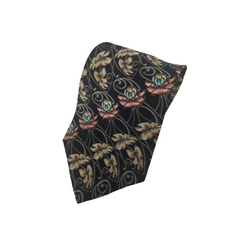Bill Blass Black Floral Silk Tie  54"x‎ 3.75"